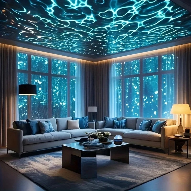 Water Ripple Effect Ambient Projection Light - USB-C & Battery-Powered LED Starry Sky Lighting With Remote Control, Color-Changing Mood Light For Bedroom And Living Room, Festival Gift