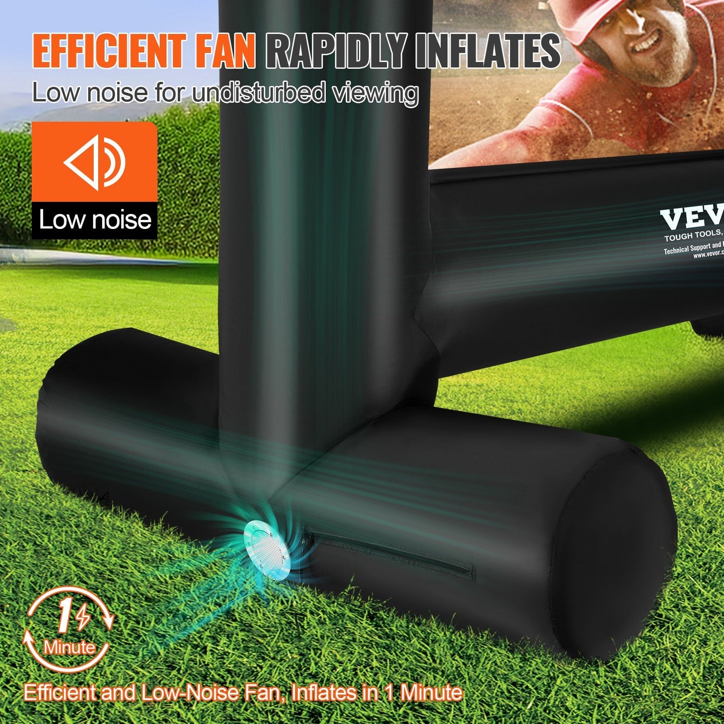 VEVOR Inflatable Movie Screen, 14 FT 168inch Inflatable Projector Screen For Outside With Blower And Carrying Bag, Front Rear Projection, Oxford Fabric Blow Up Screen For Outdoor Parties Backyard Mov
